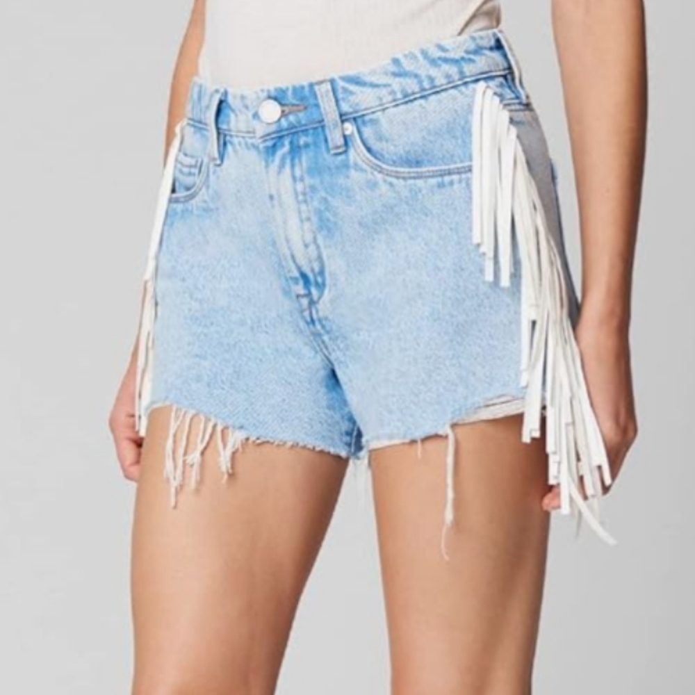 Blank NYC Light Blue Denim Fringe Jean Shorts